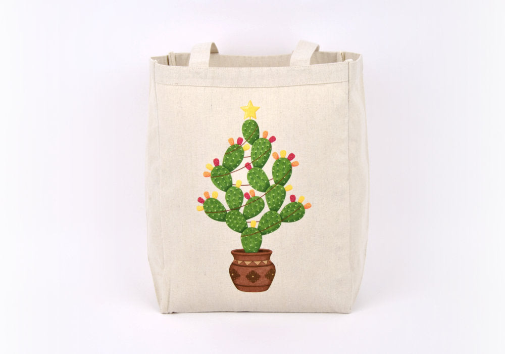 Christmas Prickly Pear Cactus Tote Bag | Good Cheer Paper Co