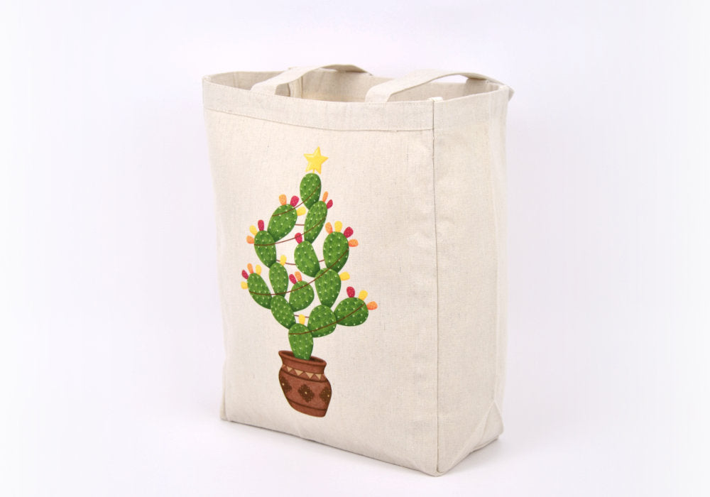 Christmas Prickly Pear Cactus Tote Bag | Good Cheer Paper Co
