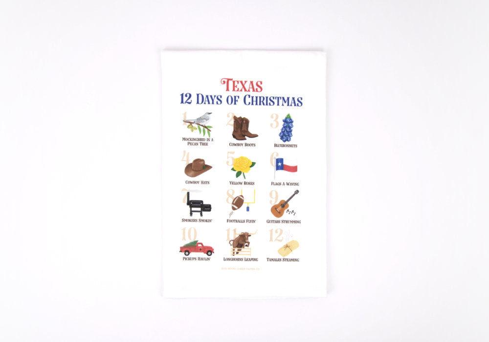 Texas 12 Days of Christmas Flour Sack Towel | Good Cheer Paper Co