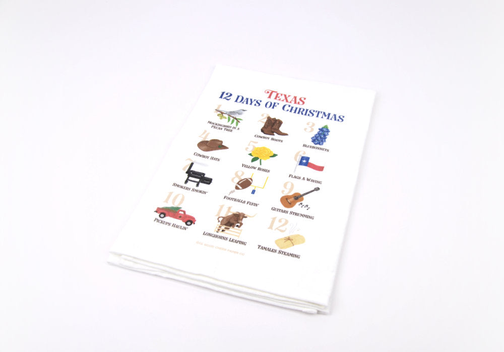 Texas 12 Days of Christmas Flour Sack Towel | Good Cheer Paper Co
