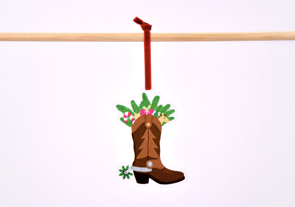 Christmas Cowboy Boot Ornament | Good Cheer Paper Co