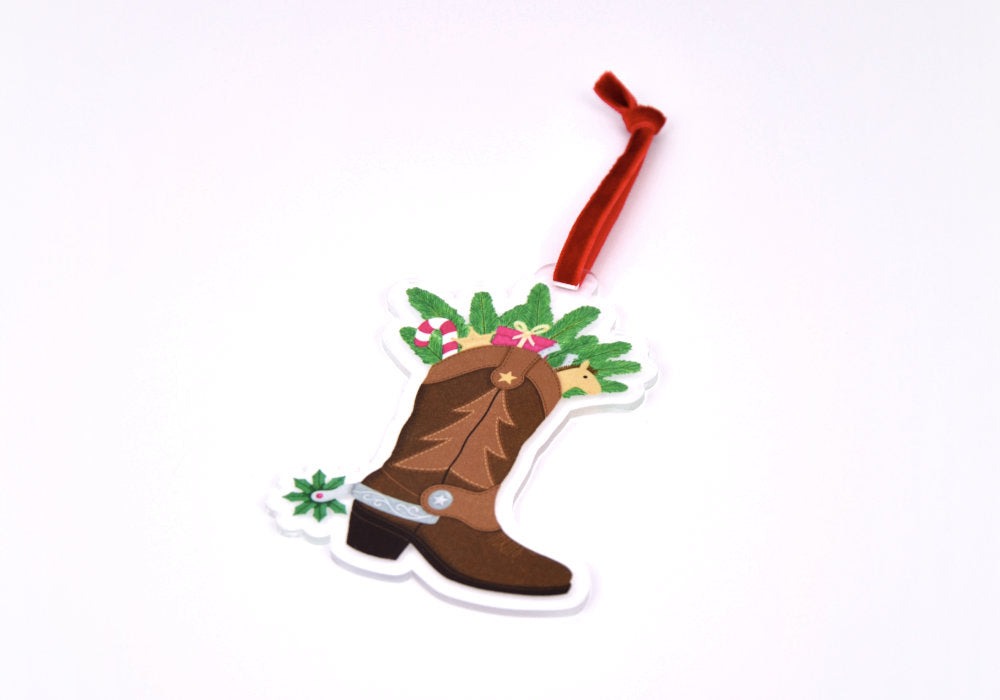 Christmas Cowboy Boot Ornament | Good Cheer Paper Co