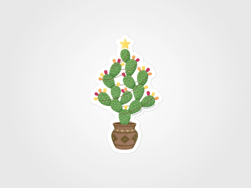 Christmas Prickly Pear Cactus Sticker | Good Cheer Paper Co