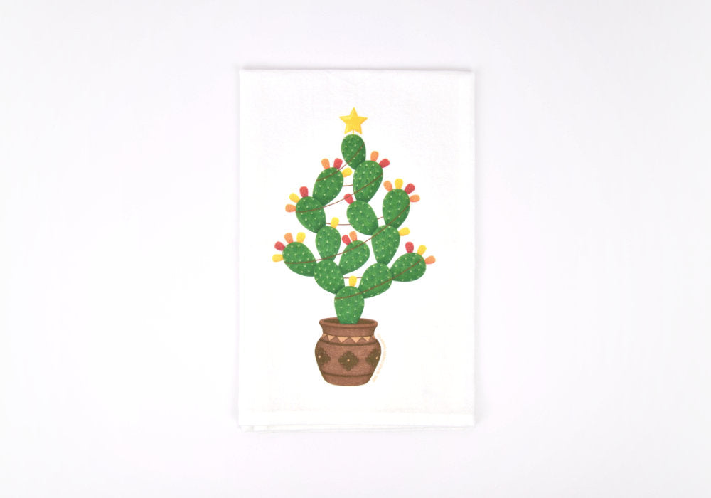 Christmas Prickly Pear Cactus Flour Sack Towel | Good Cheer Paper Co