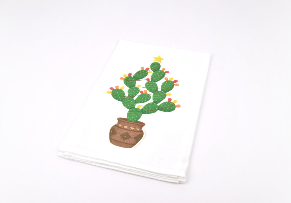Christmas Prickly Pear Cactus Flour Sack Towel | Good Cheer Paper Co