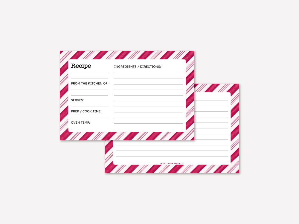Peppermint Stripe Recipe Card | Good Cheer Paper Co