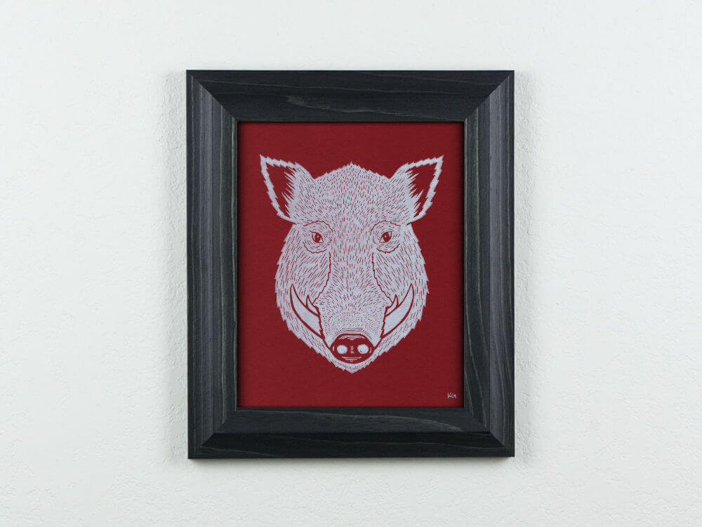 Arkansas Razorback Block Print | Good Cheer Paper Co