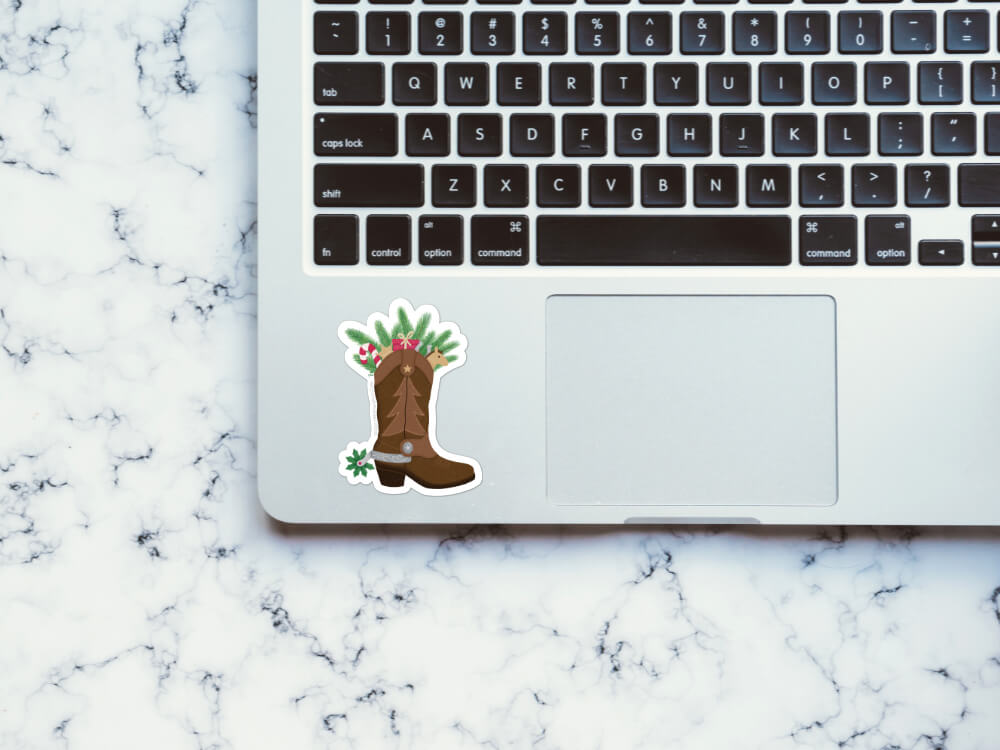 Christmas Cowboy Boot Sticker | Good Cheer Paper Co