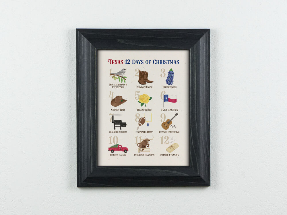 Texas 12 Days of Christmas Art Print | Good Cheer Paper Co