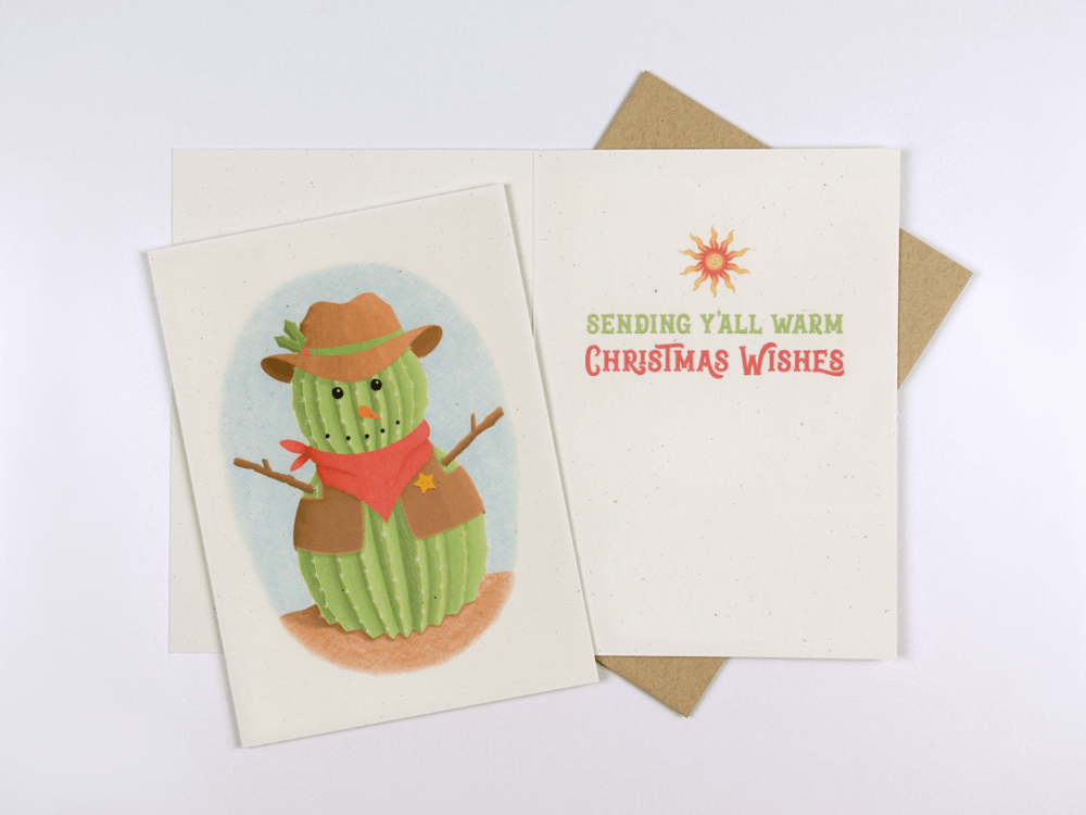 Cactus Snowman, inside card