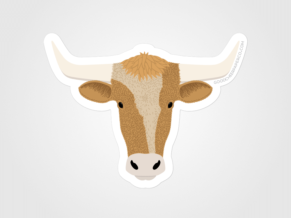 Longhorn Sticker | Good Cheer Paper Co