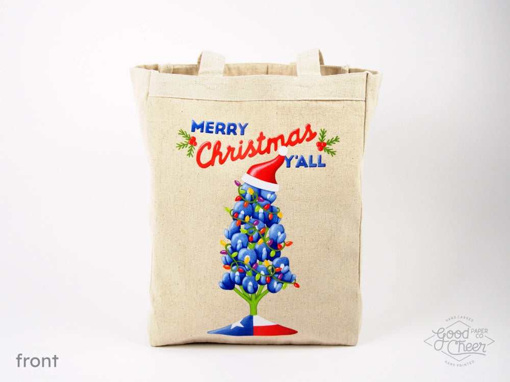 Christmas Texas Bluebonnet Tote Bag Front