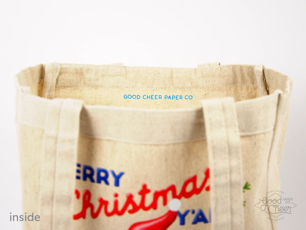 Christmas Texas Bluebonnet Tote Bag Inside