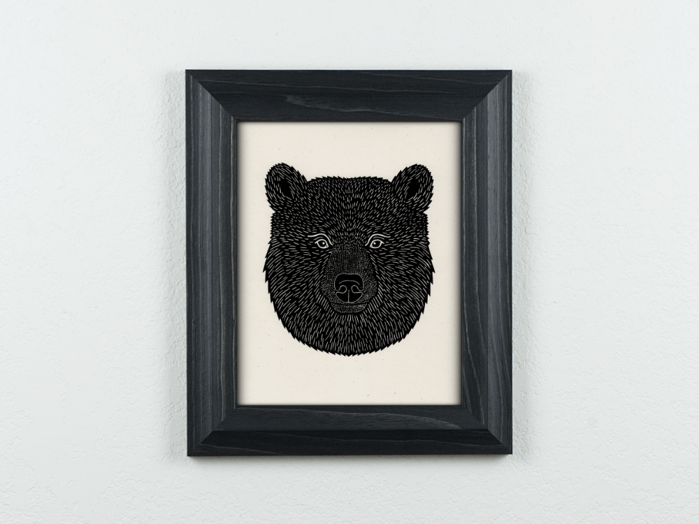 Black Bear Linocut | Good Cheer Paper Co