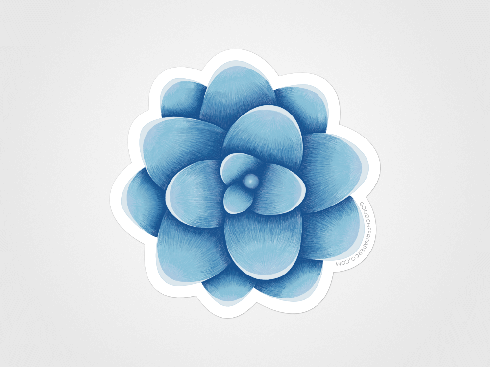 Blue Succulent Sticker | Good Cheer Paper Co