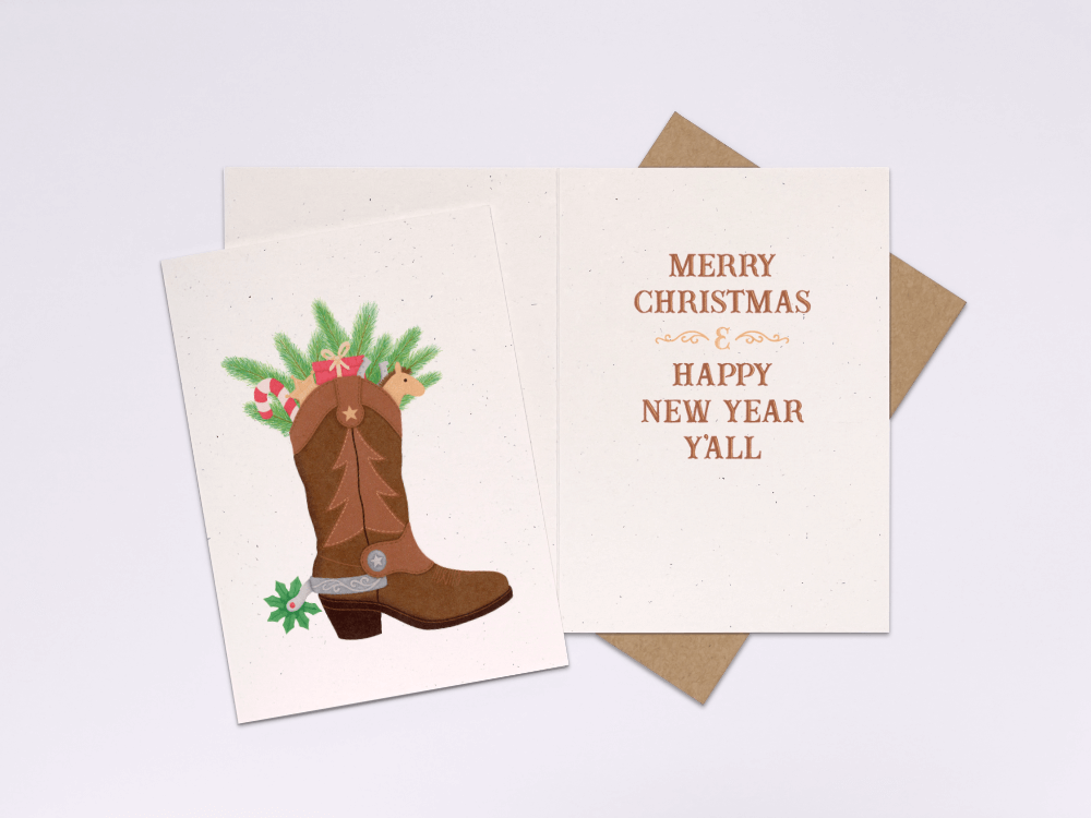 Cowboy Boot Christmas Card | Good Cheer Paper Co