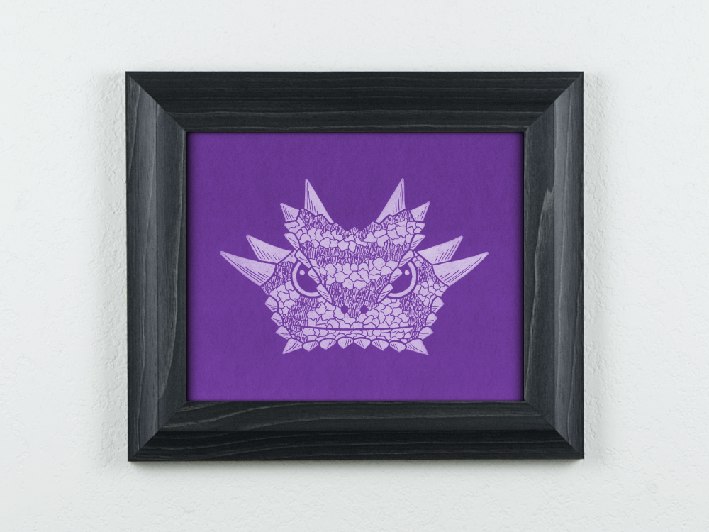 Horned Frog on purple paper