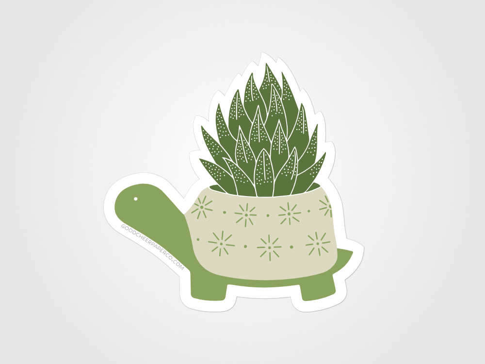 Turtle Succulent Sticker | Good Cheer Paper Co
