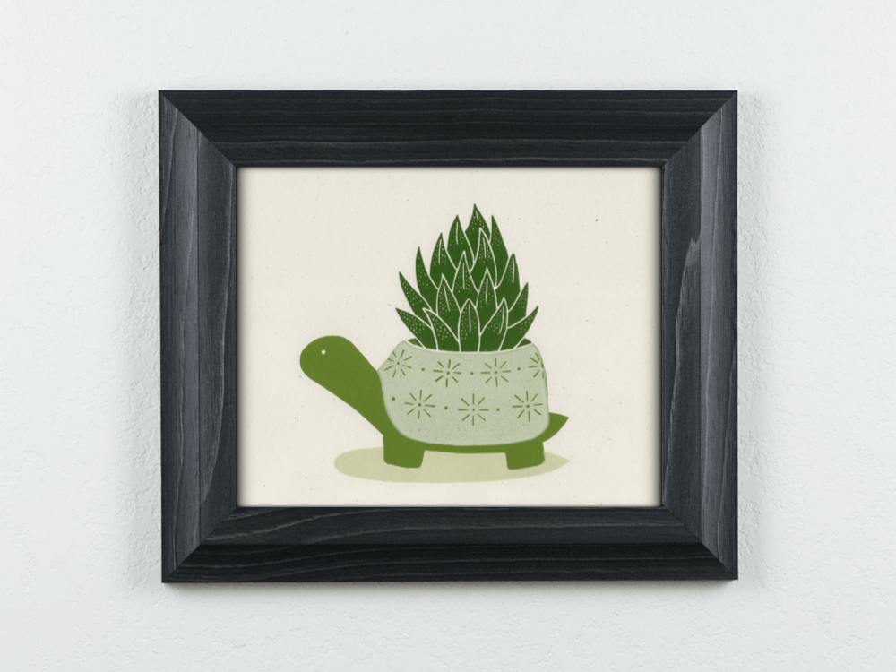 Turtle Succulent Linocut | Good Cheer Paper Co